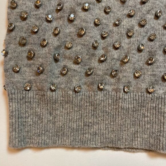 Micheal Kors Cashmere Sweater Cardigan Jacket Grey Studded - Picture 4 of 9